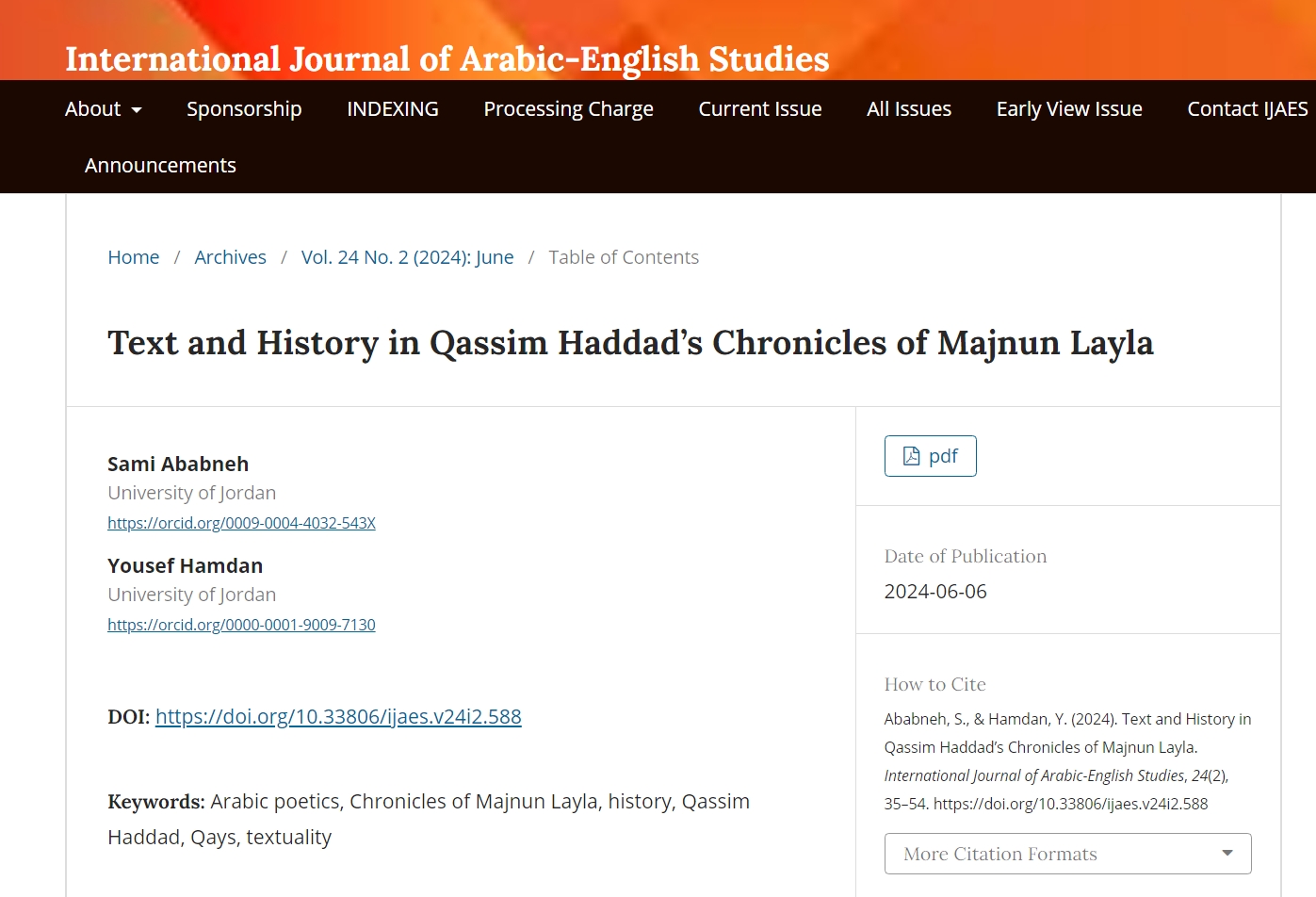 Text and History in Qassim Haddad’s Chronicles of Majnun Layla 